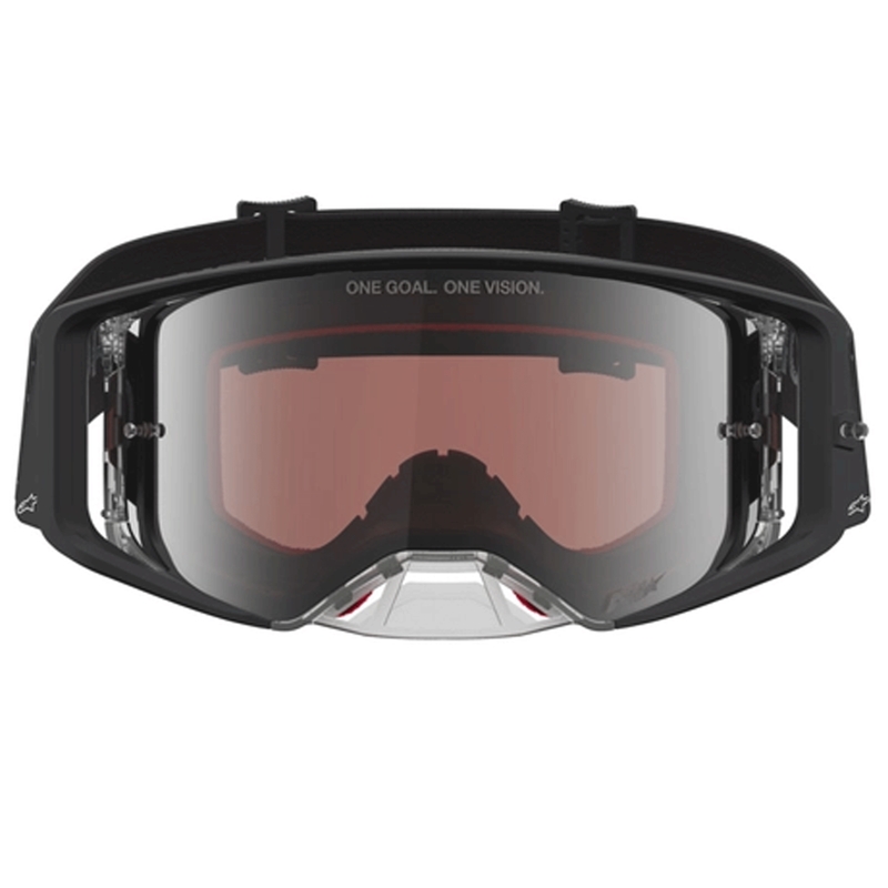 Lunettes de motocross Alpinestars Supertech Cloak noires avec verres en plexiglas argenté miroir