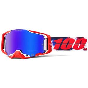 Lunettes motocross 100% ARMEGA Morpho avec plexiglas HIPER bleu