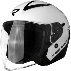 Casque de moto ouvert Street Racer Sonic blanc-noir brillant - II. qualité