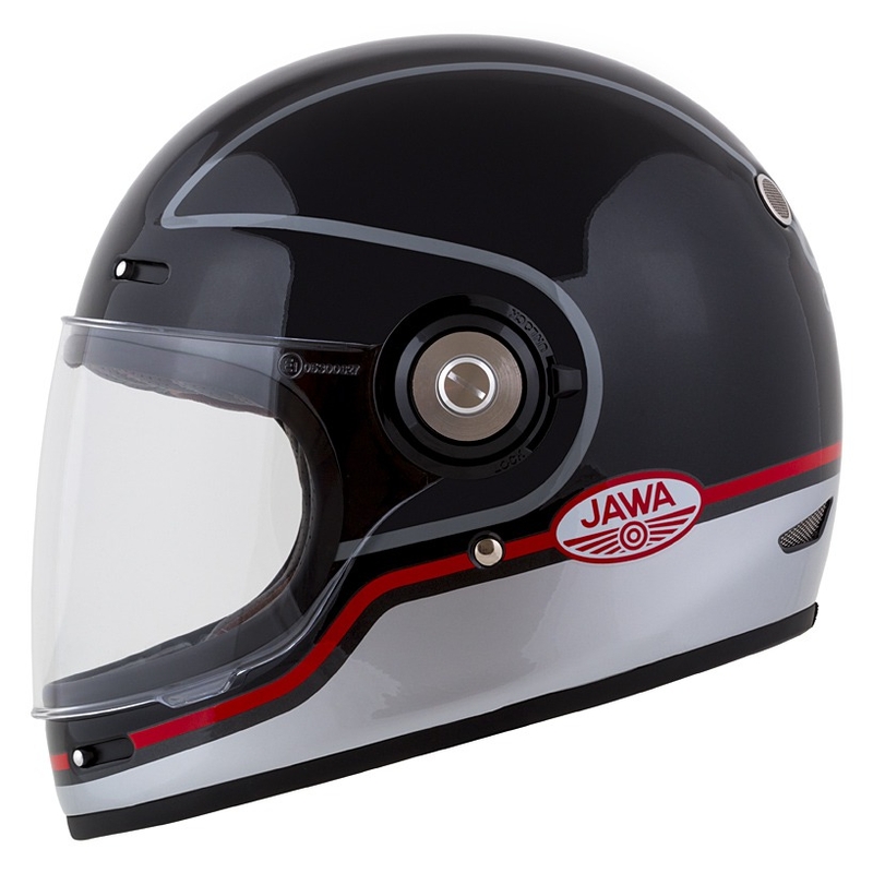 Casque intégral de moto Cassida Fibre Jawa Sport noir-argent-rouge 2 - II. qualité