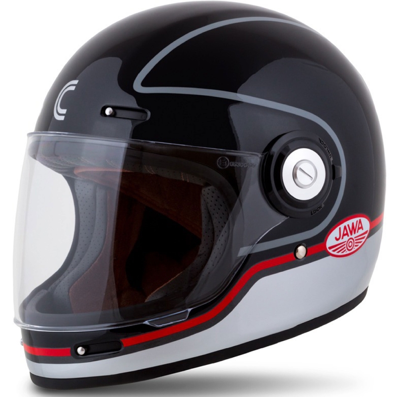 Casque intégral de moto Cassida Fibre Jawa Sport noir-argent-rouge 2 - II. qualité