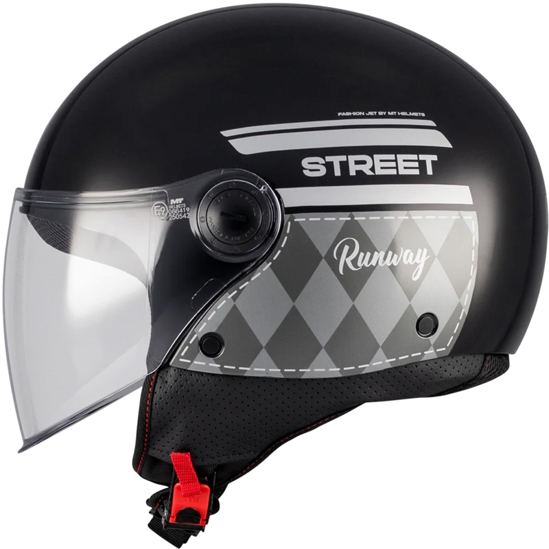 Casque de moto ouvert MT Street S Runway B2 noir-gris - II. qualité