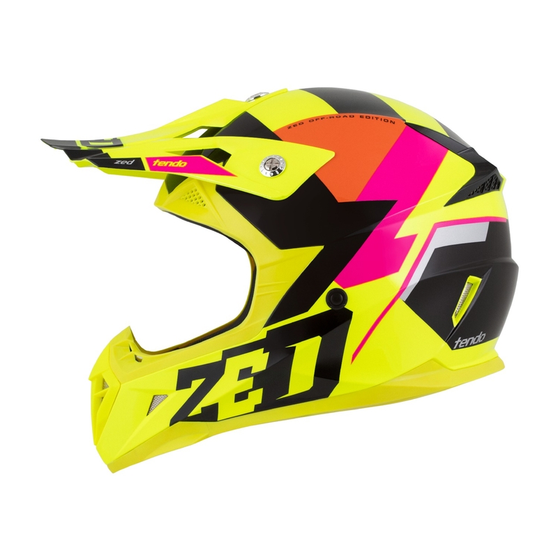Casque motocross enfant ZED X1.9 Tendo fluo jaune-rose-orange-noir - II. qualité