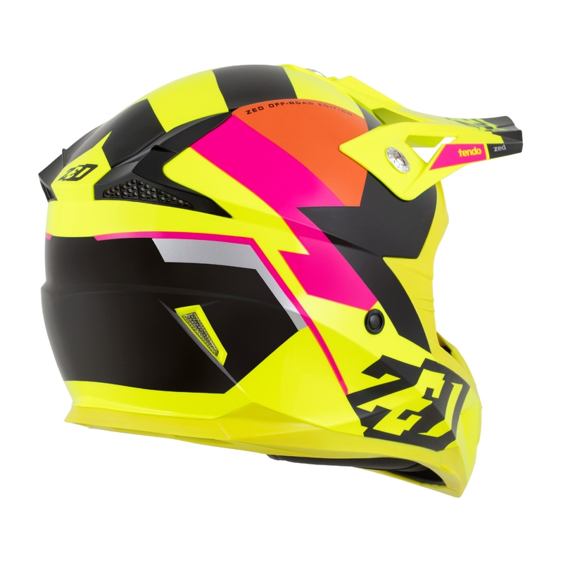 Casque motocross enfant ZED X1.9 Tendo fluo jaune-rose-orange-noir - II. qualité