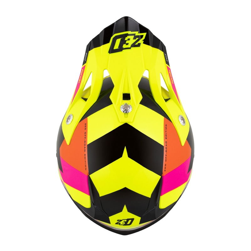 Casque motocross enfant ZED X1.9 Tendo fluo jaune-rose-orange-noir - II. qualité