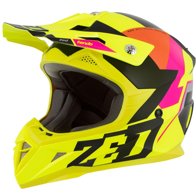 Casque motocross enfant ZED X1.9 Tendo fluo jaune-rose-orange-noir - II. qualité