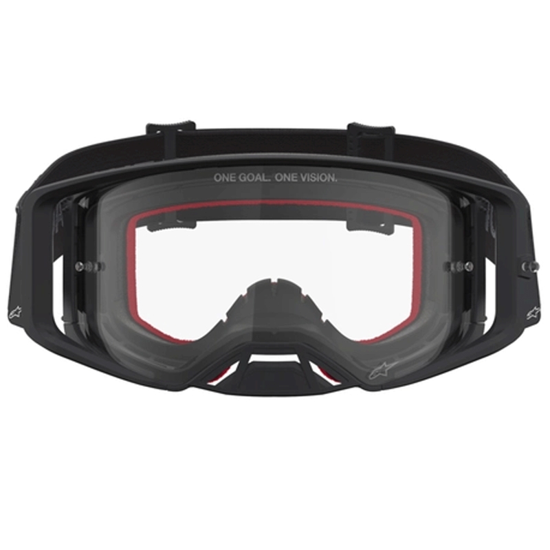 Lunettes de motocross Alpinestars Supertech Vesta noires et argentées avec verres en plexiglas transparents