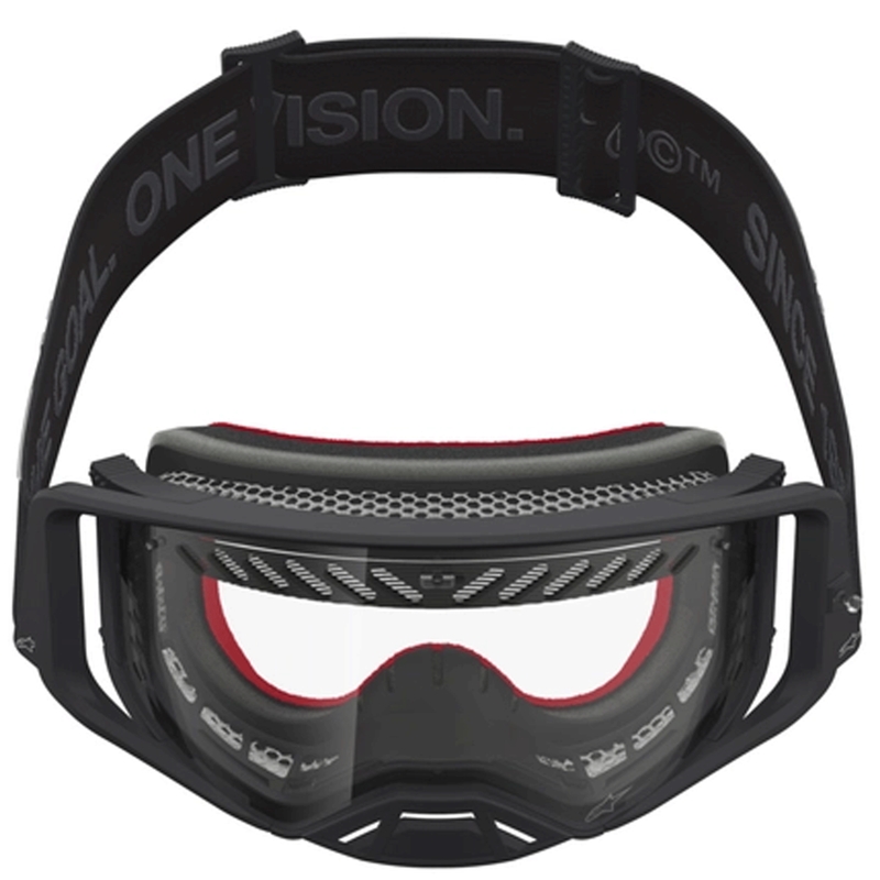 Lunettes de motocross Alpinestars Supertech Vesta noires et argentées avec verres en plexiglas transparents