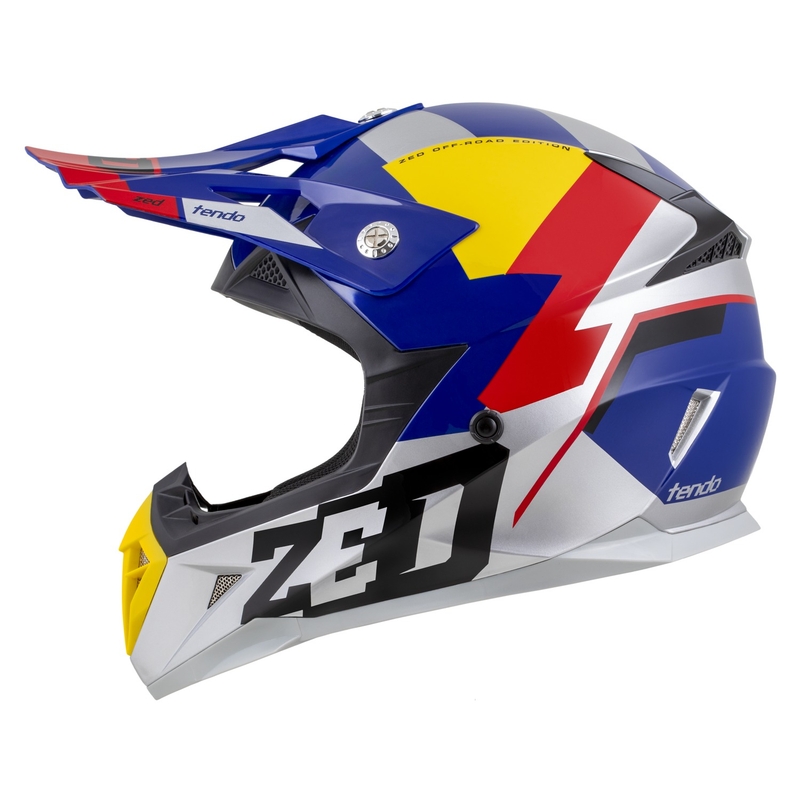 Casque de motocross ZED X1.9 Tendo bleu perle-rouge-jaune-argent - II. qualité