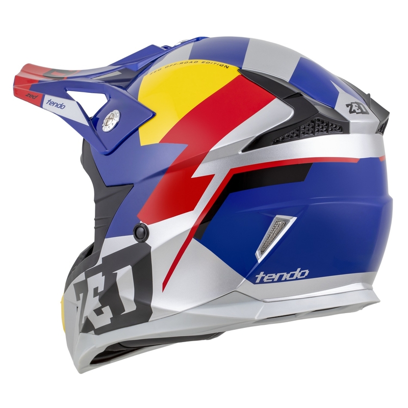 Casque de motocross ZED X1.9 Tendo bleu perle-rouge-jaune-argent - II. qualité