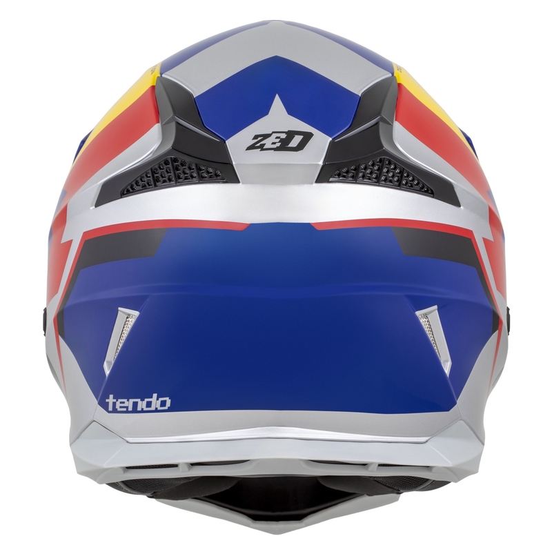 Casque de motocross ZED X1.9 Tendo bleu perle-rouge-jaune-argent - II. qualité