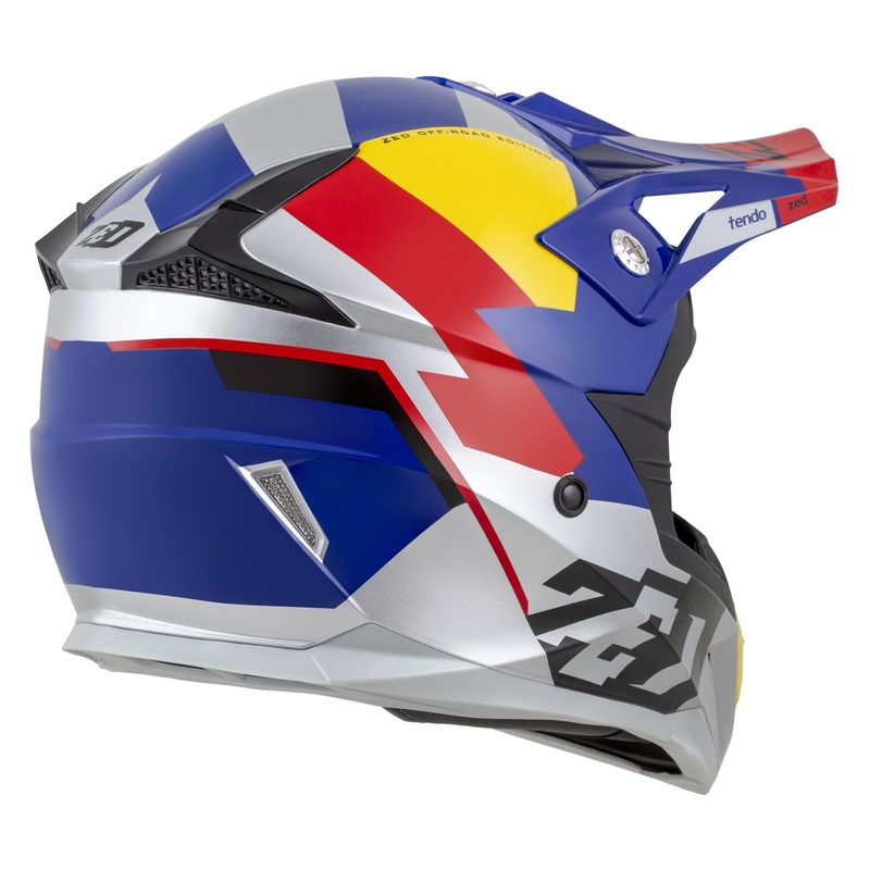 Casque de motocross ZED X1.9 Tendo bleu perle-rouge-jaune-argent - II. qualité