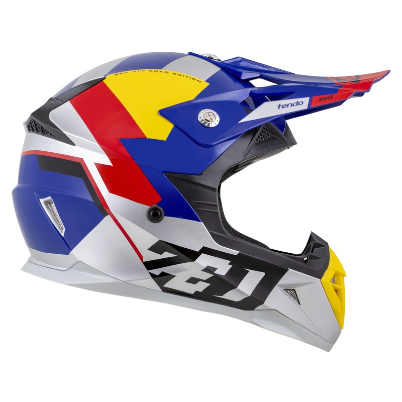 Casque de motocross ZED X1.9 Tendo bleu perle-rouge-jaune-argent - II. qualité