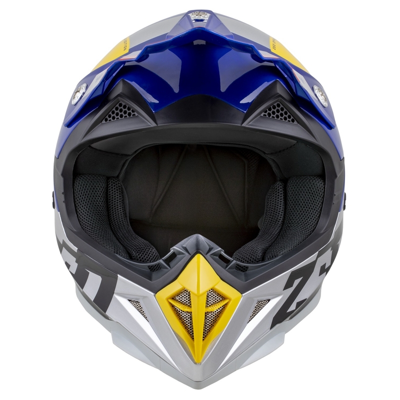 Casque de motocross ZED X1.9 Tendo bleu perle-rouge-jaune-argent - II. qualité
