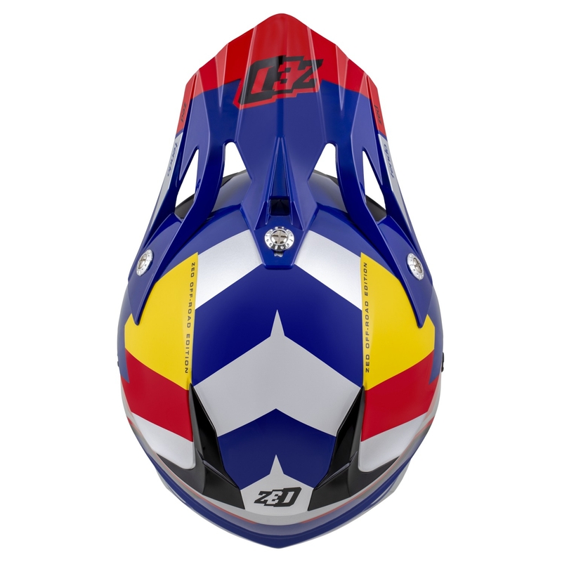 Casque de motocross ZED X1.9 Tendo bleu perle-rouge-jaune-argent - II. qualité