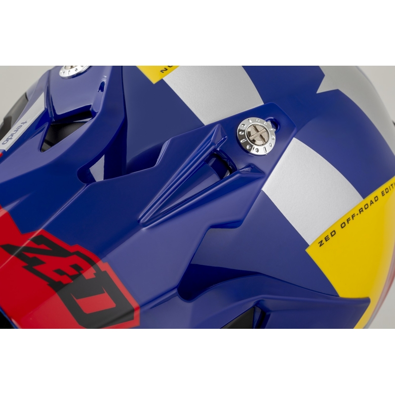Casque de motocross ZED X1.9 Tendo bleu perle-rouge-jaune-argent - II. qualité