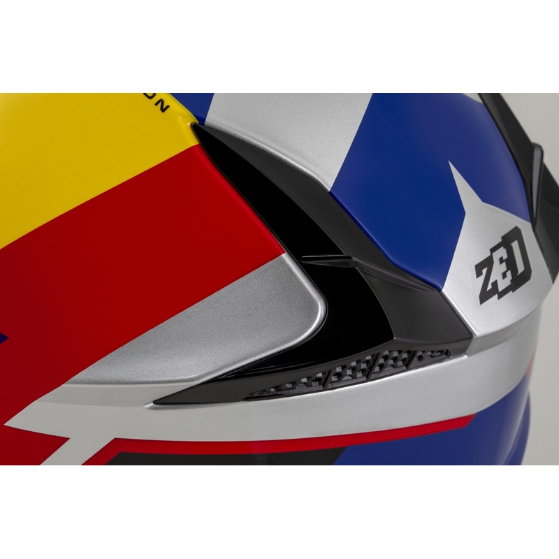 Casque de motocross ZED X1.9 Tendo bleu perle-rouge-jaune-argent - II. qualité