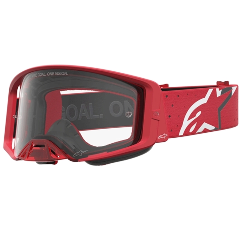 Lunettes de motocross Alpinestars Supertech Vesta rouge fluo chromé (plexiglas transparent)