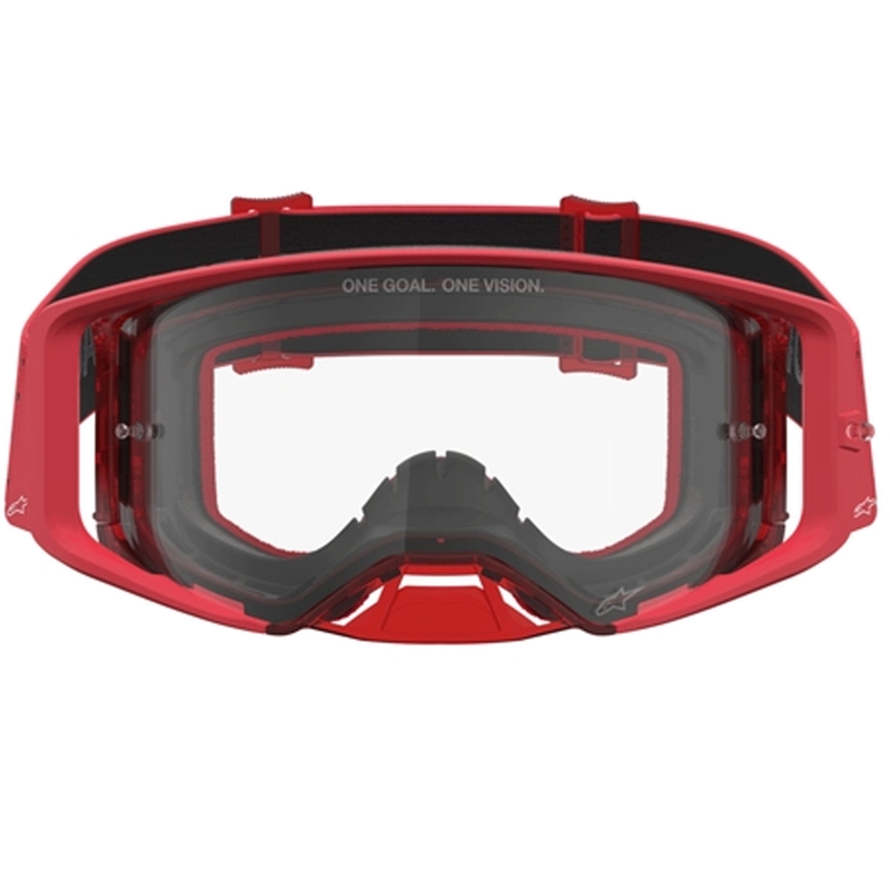 Lunettes de motocross Alpinestars Supertech Vesta rouge fluo chromé (plexiglas transparent)