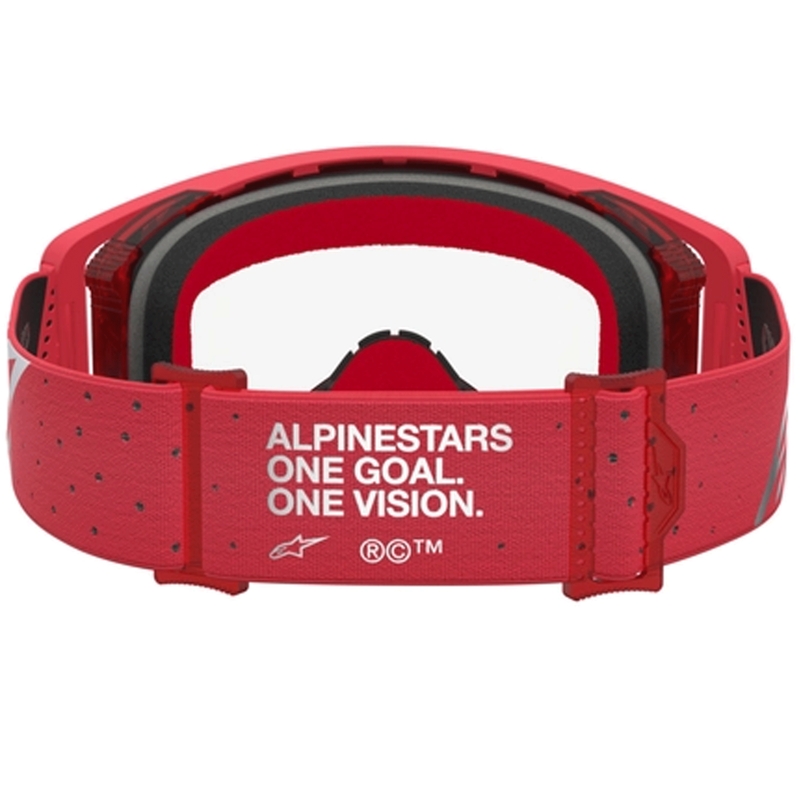 Lunettes de motocross Alpinestars Supertech Vesta rouge fluo chromé (plexiglas transparent)