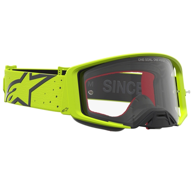 Lunettes de motocross Alpinestars Supertech Vesta jaune fluo et noir (plexiglas transparent)