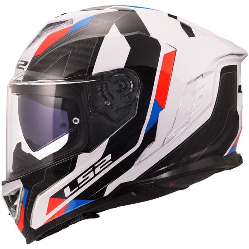 Casque intégral de moto LS2 FF818 Storm III Sports blanc brillant-bleu-rouge - II. qualité