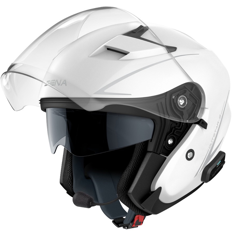Casque moto ouvert SENA Outstar S blanc brillant - II. qualité