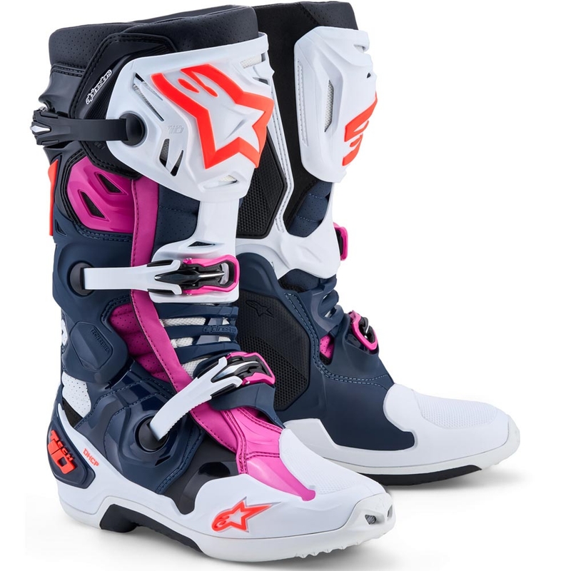 Bottes de motocross Alpinestars TECH 10 Supervented bleu foncé-blanc-noir-violet