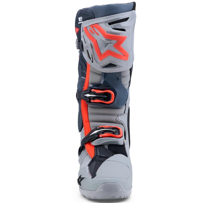 Bottes de moto Alpinestars Tech 10 Enduro Gris-Gris foncé-Rouge fluo
