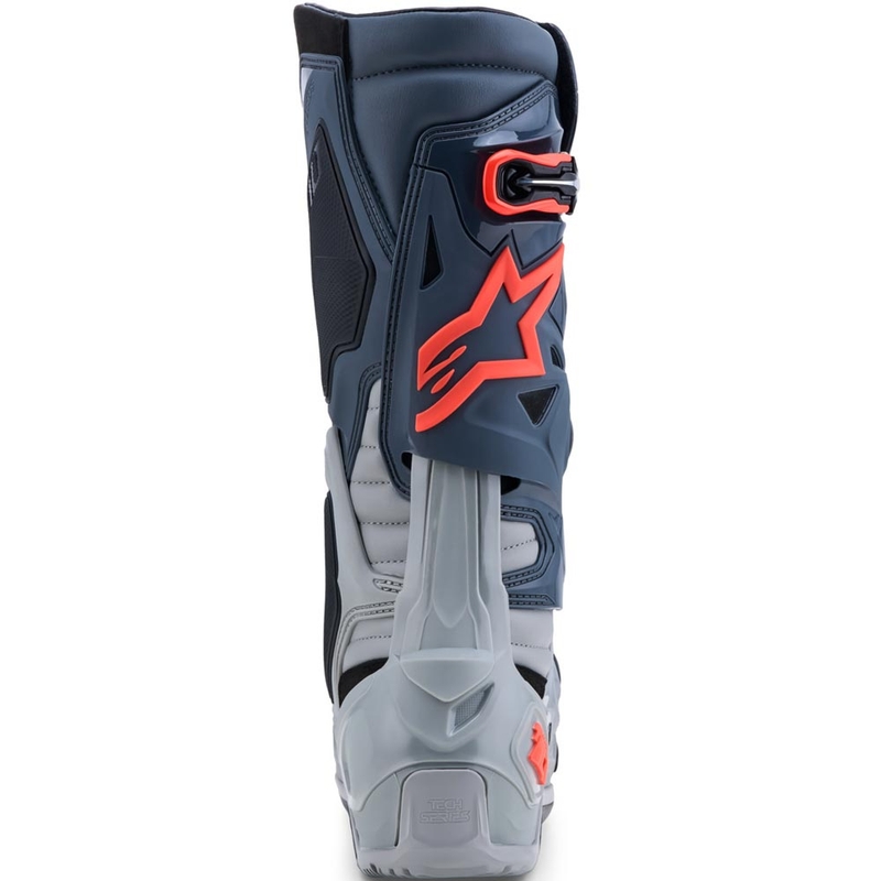 Bottes de moto Alpinestars Tech 10 Enduro Gris-Gris foncé-Rouge fluo