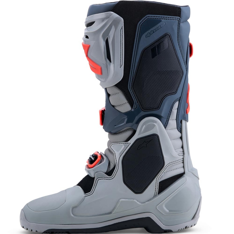 Bottes de moto Alpinestars Tech 10 Enduro Gris-Gris foncé-Rouge fluo