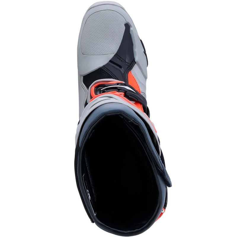 Bottes de moto Alpinestars Tech 10 Enduro Gris-Gris foncé-Rouge fluo