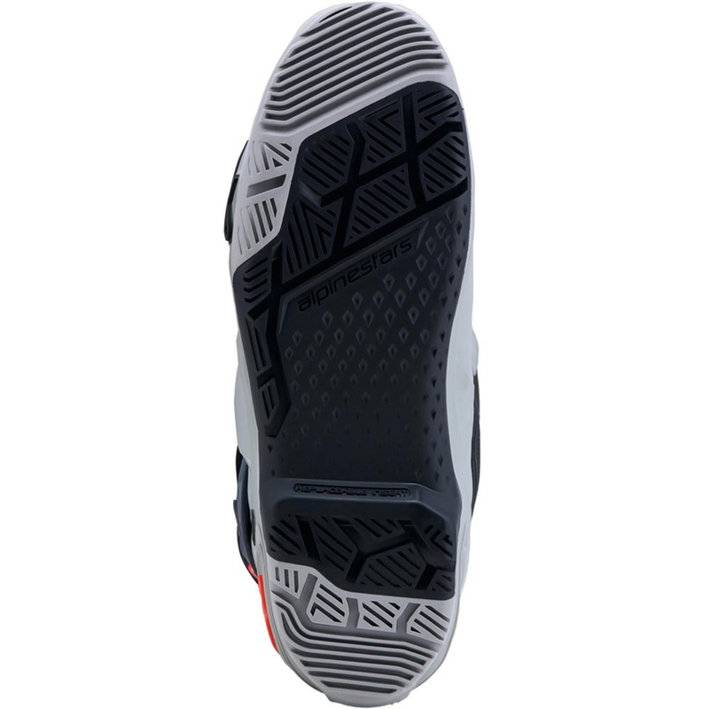 Bottes de moto Alpinestars Tech 10 Enduro Gris-Gris foncé-Rouge fluo