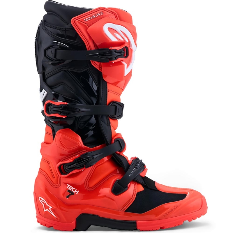 Bottes de moto Alpinestars TECH 7 Enduro rouge fluo et noir