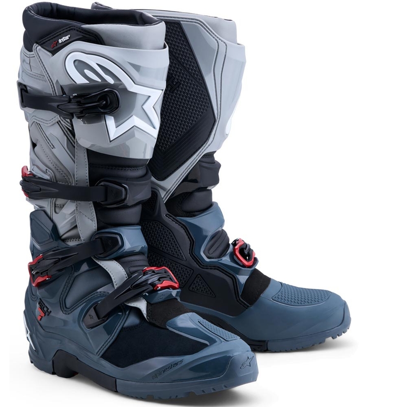 Bottes de moto Alpinestars TECH 7 Enduro Drystar Gris foncé-Gris clair-Rouge