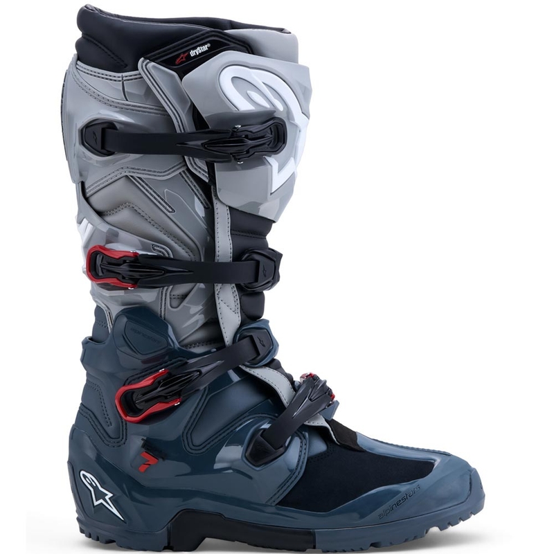 Bottes de moto Alpinestars TECH 7 Enduro Drystar Gris foncé-Gris clair-Rouge