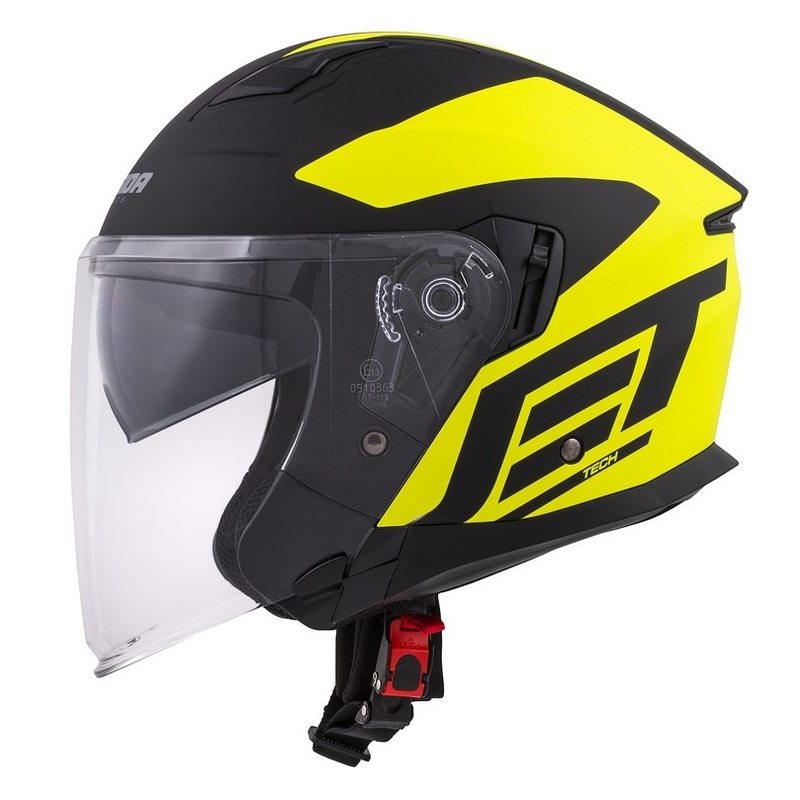Cassida Jet Tech Corso casque moto ouvert noir-jaune fluo