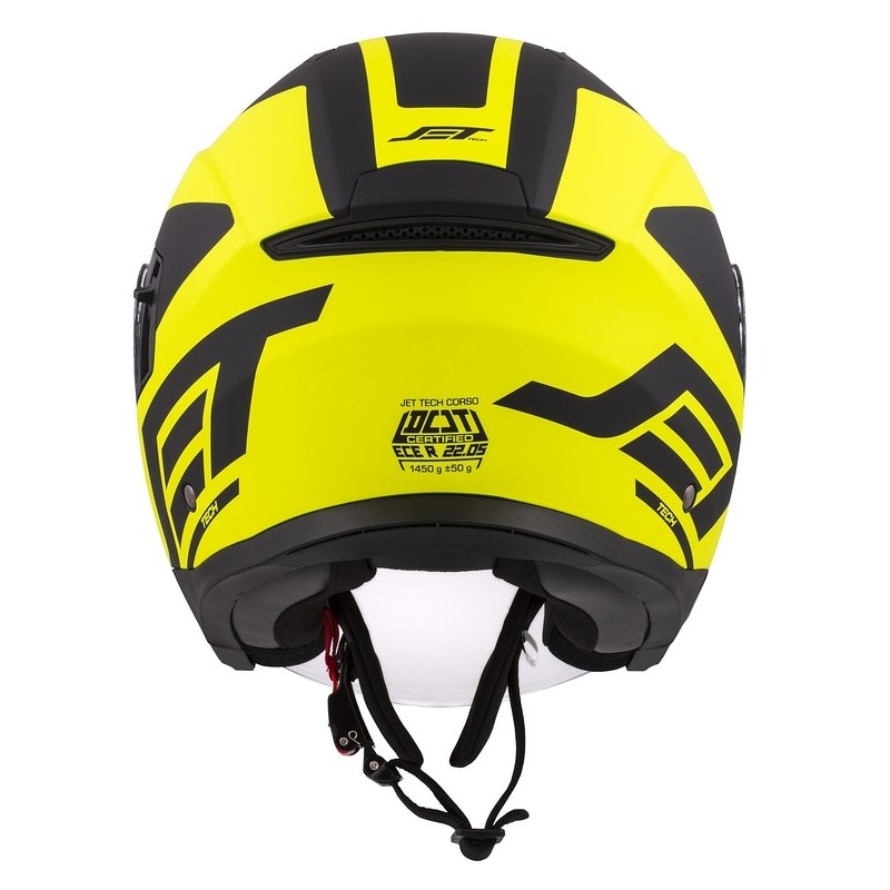 Cassida Jet Tech Corso casque moto ouvert noir-jaune fluo