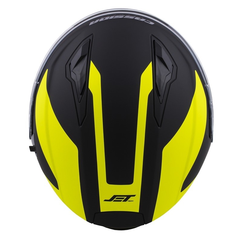 Cassida Jet Tech Corso casque moto ouvert noir-jaune fluo