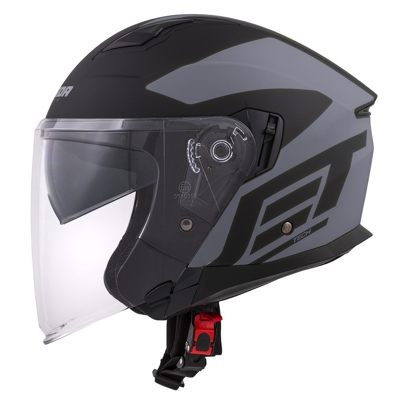 Cassida Jet Tech Corso Open Motorcycle Helmet Noir et Gris