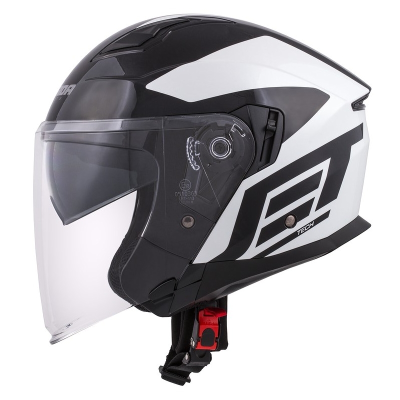 Cassida Jet Tech Corso Open Motorcycle Helmet Noir et Blanc