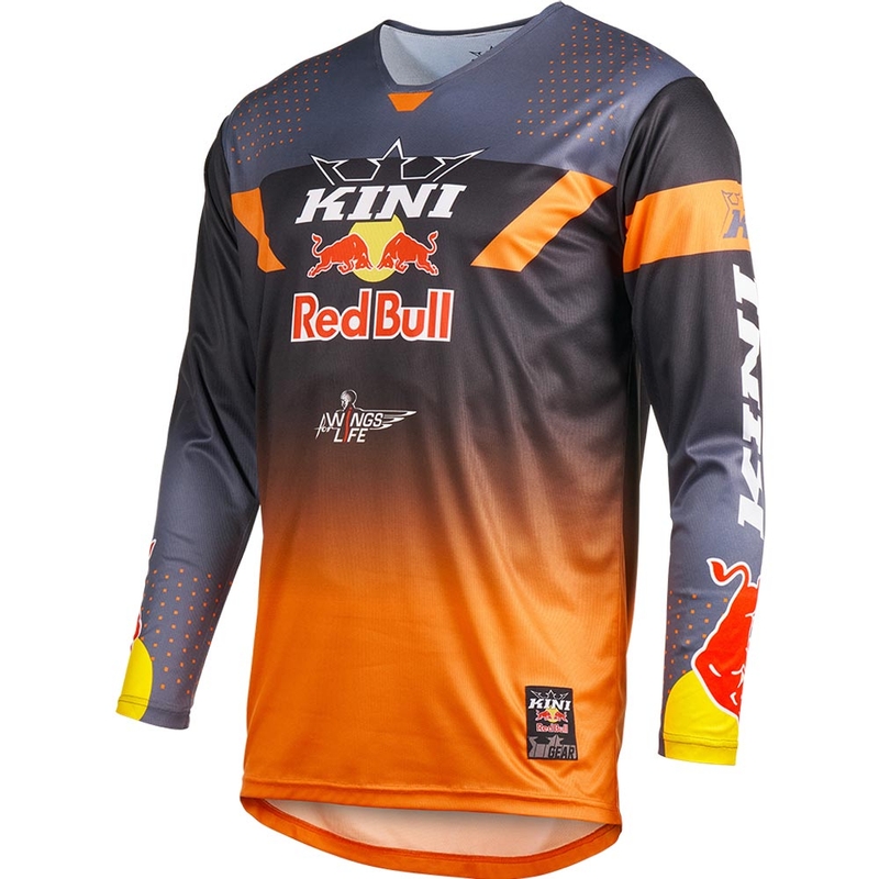 Maillot de motocross KINI Red Bull 2.0 MXC gris-orange