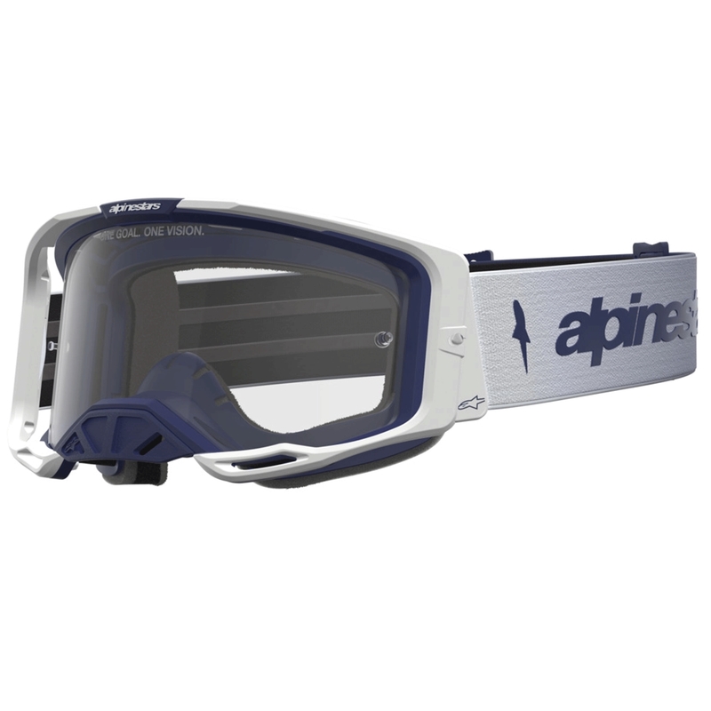 Lunettes de motocross Alpinestars Vision 8 Ambre bleu et blanc avec verres en plexiglas transparent