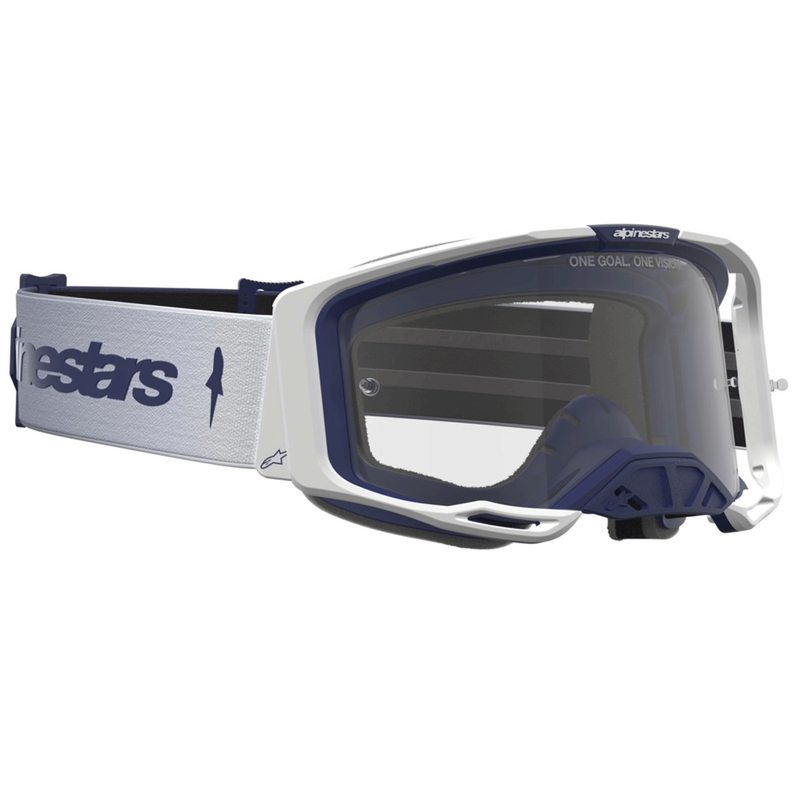 Lunettes de motocross Alpinestars Vision 8 Ambre bleu et blanc avec verres en plexiglas transparent