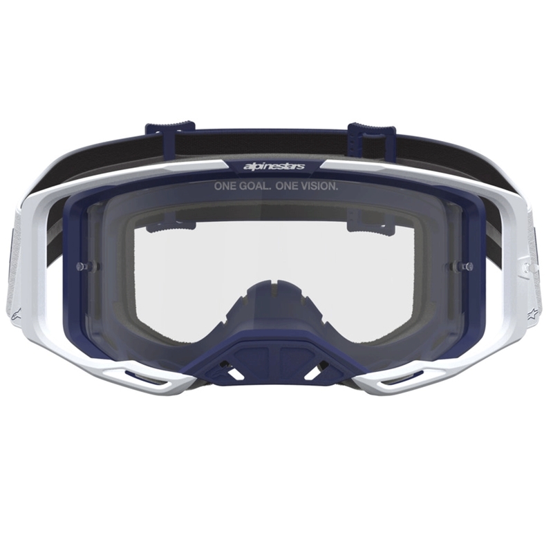 Lunettes de motocross Alpinestars Vision 8 Ambre bleu et blanc avec verres en plexiglas transparent