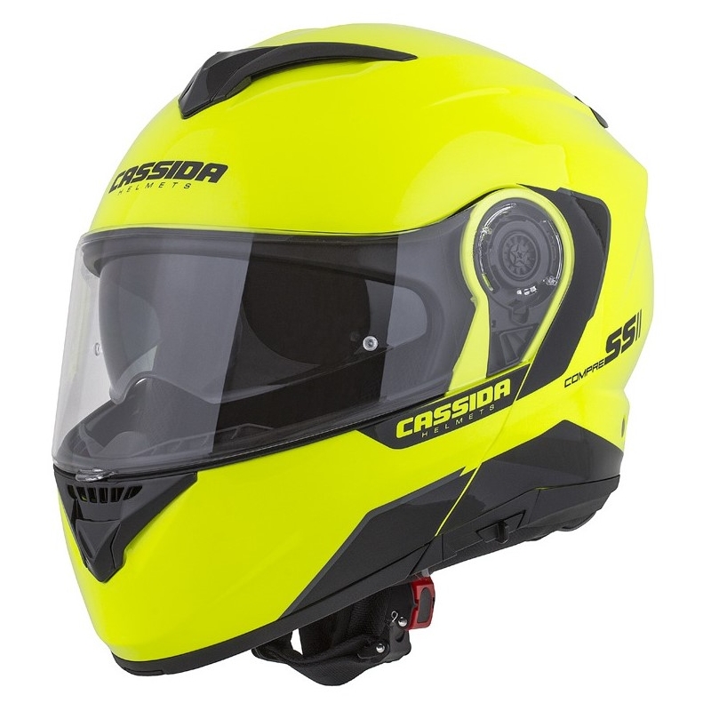 Casque de moto Cassida Compress 2.0 Refraction noir-jaune fluo