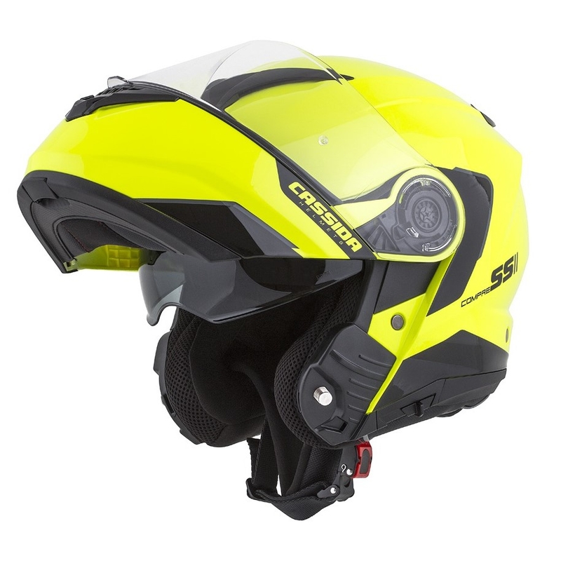 Casque de moto Cassida Compress 2.0 Refraction noir-jaune fluo