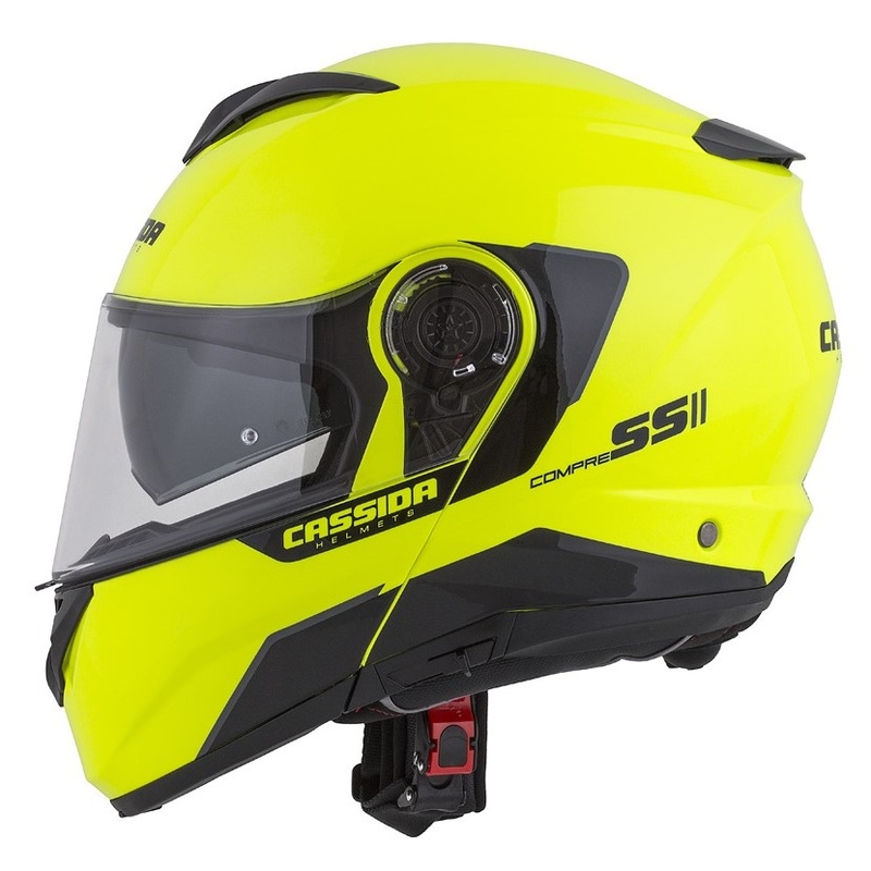 Casque de moto Cassida Compress 2.0 Refraction noir-jaune fluo