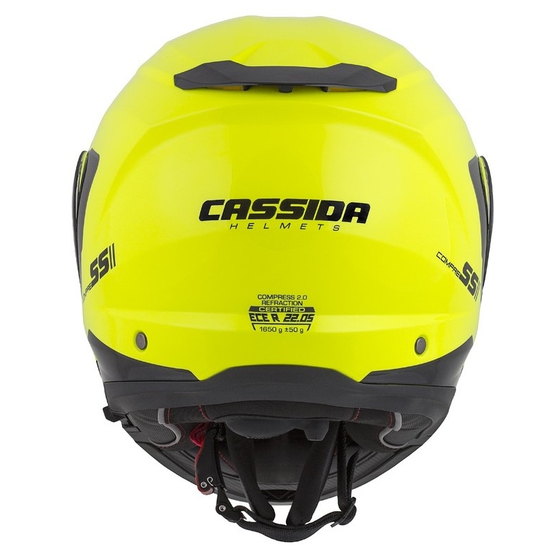 Casque de moto Cassida Compress 2.0 Refraction noir-jaune fluo