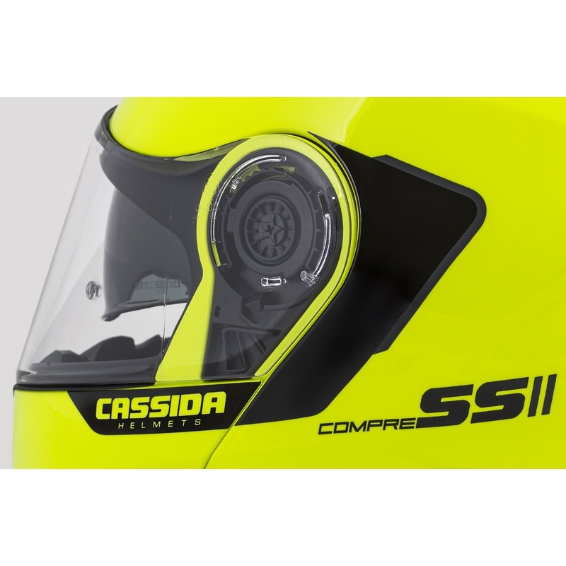 Casque de moto Cassida Compress 2.0 Refraction noir-jaune fluo